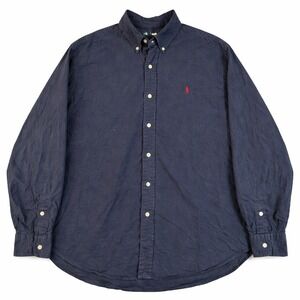 Ralph Lauren Classic Fit Navy Button Down Shirt XXL Pony Logo